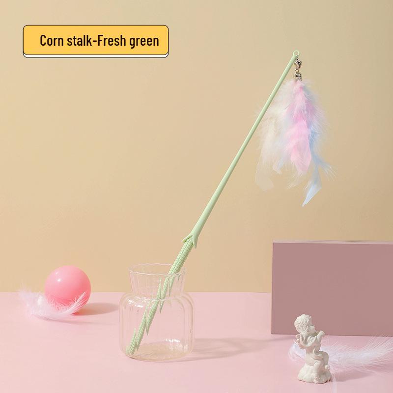Plush Feather Cat Teaser Stick with Bell - Stress Relief and Fun Self-Entertainment Toy