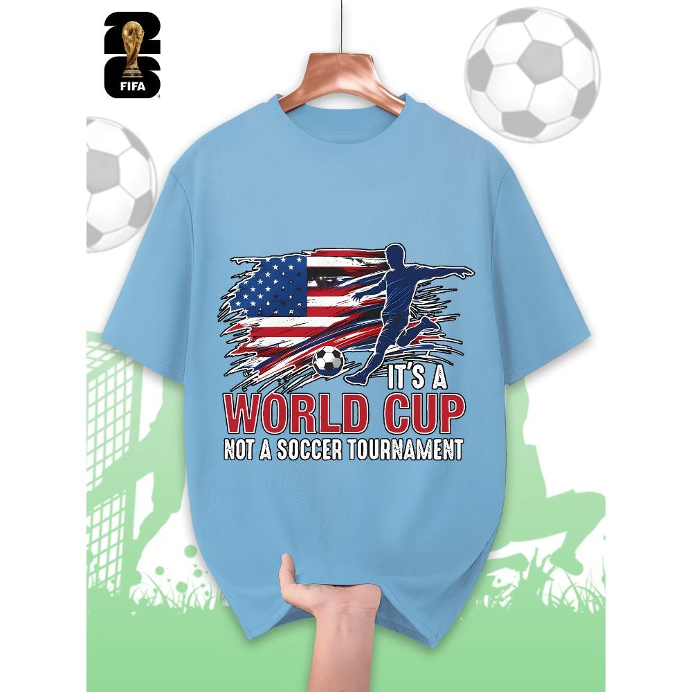 This FIFA World Cup-themed Short-sleeved T-shirt Is Designed Specifically for Men, Featuring a Crew Neck Style