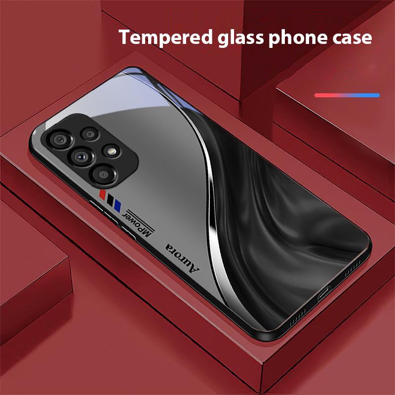 Water Flow Pattern For Samsung Galaxy S 8 9 10 20 Plus 21 FE 22 23 24 Ultra S7 Edge Black Tempered Glass Phone Case Hard Shell