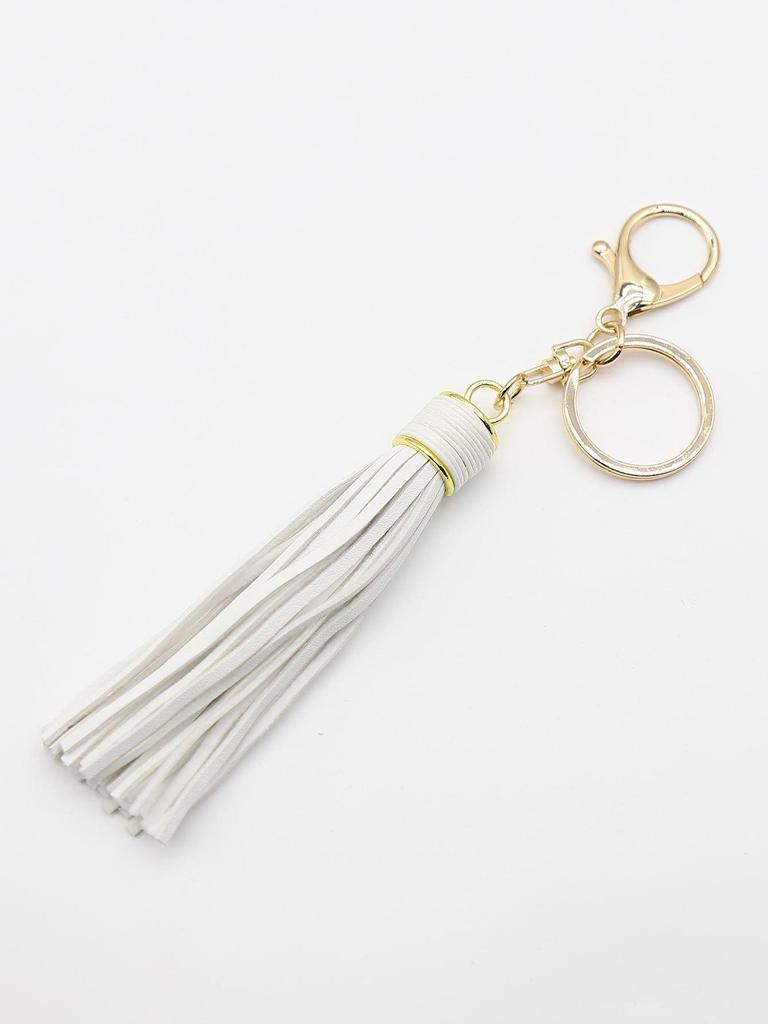 Alloy & Leather Tassel Keychain: Waxed Cord Charm for Women's Bags