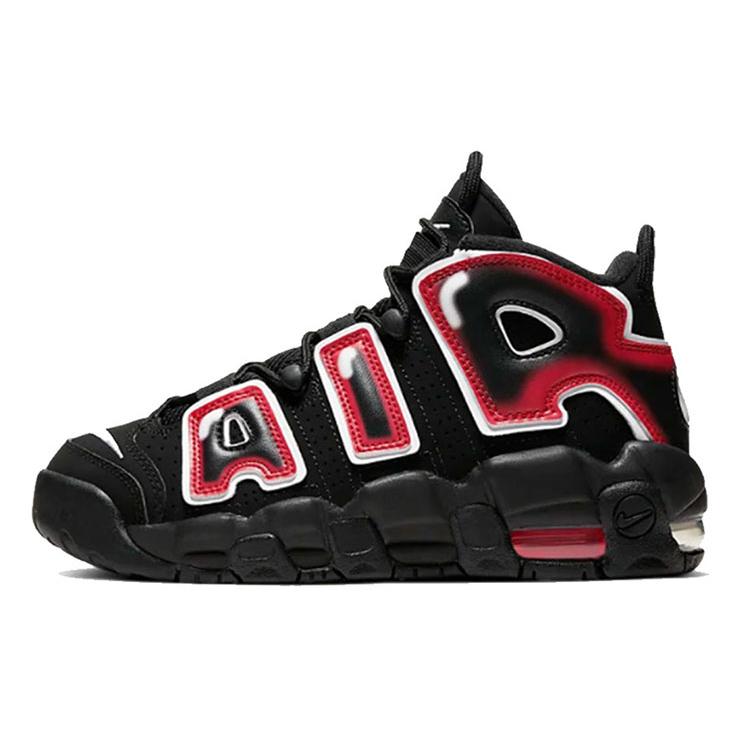 New Nike Air More Uptempo Black White Laser Crimson GS 415082-010