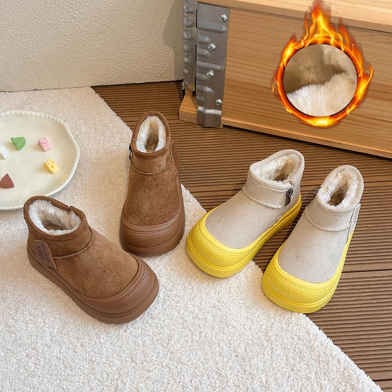 Children's snow boots, new winter models, boys' shoes with plush lining and thickened Birkenstock cotton boots, warm shoes, girls' large cotton