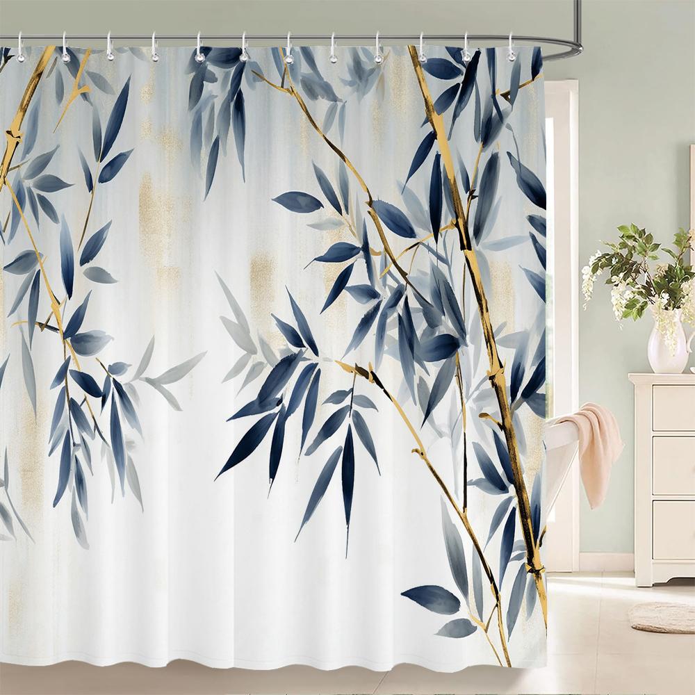 Plants Tree Leaves Shower Curtains With Hooks Home Decoration For Floral Bathroom Curtain Polyester Fabric Bath Curtain