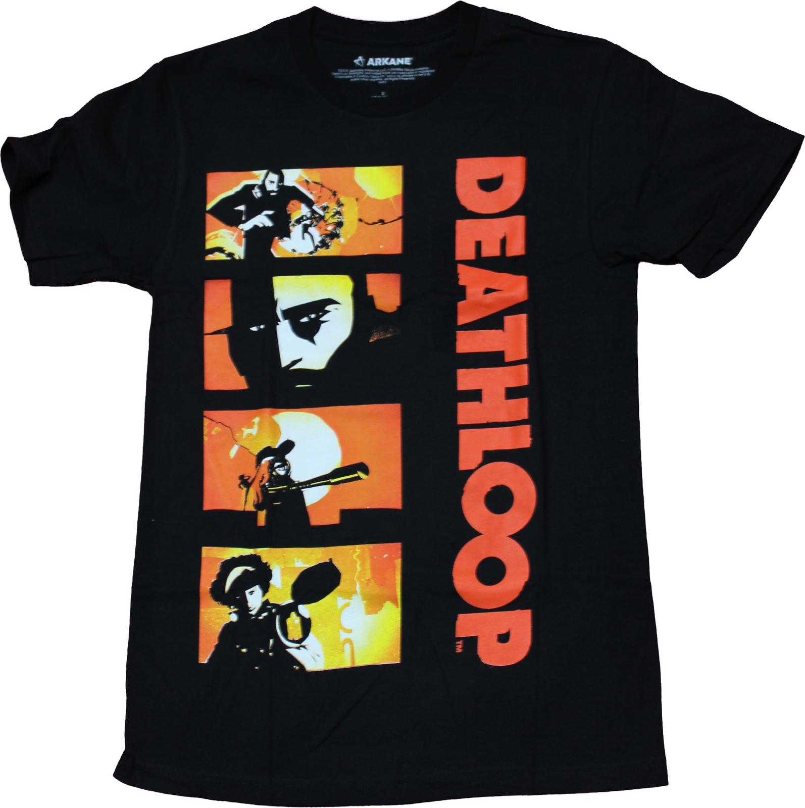 Arkane New Adult T-Shirt - Deathloop Yellow Action Boxes XXXXL