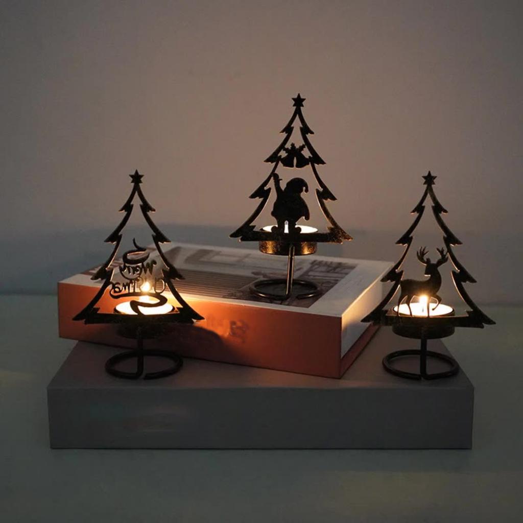 Christmas Candlestick Iron Merry Christmas Ornaments Decoration To Make Old-fashioned Atmosphere Candle Cup Layout Scene