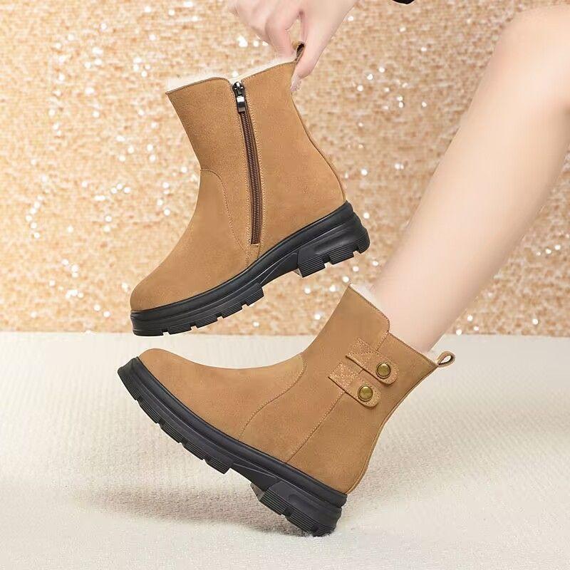 

Новые зимние водонепроницаемые зимние ботинки женские флисовые утолщенные хлопковые ботинки для улицы хлопковые ботинки средней длины очень толстые флисовые ботинки 40