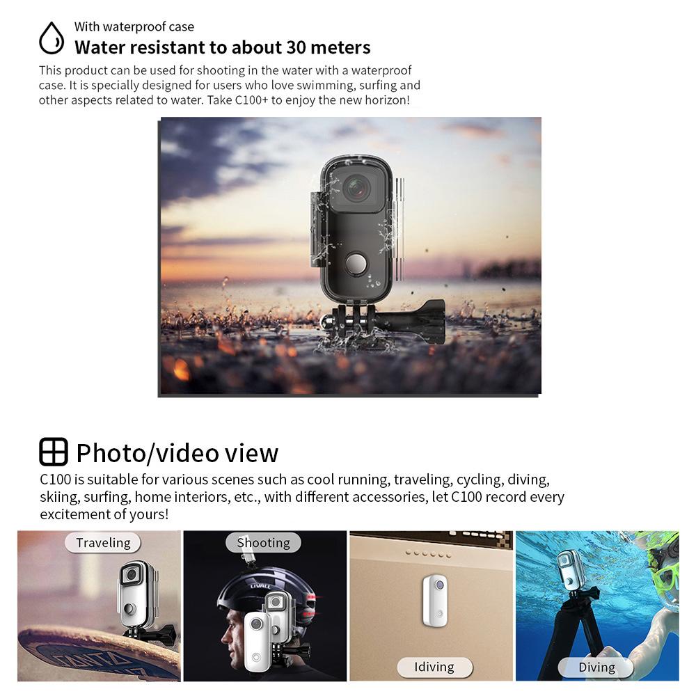 SJCAM C100 Mini-Action-Kamera, 1080P/30fps, digitale Videokamera, 30 m wasserdichtes Magnetgehäuse