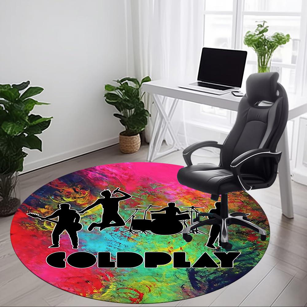 1PC Coldplay Band Logo Office Round Rug Perfect for Office Non-Slip Backing, Decorative Floor Mat yy250916060