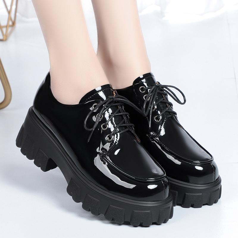Fashion AIYUQI Shoes Loafers Women Platform Genuine Leather Ladies Casual Shoes Lace Up British Style Student Shoes Girls
