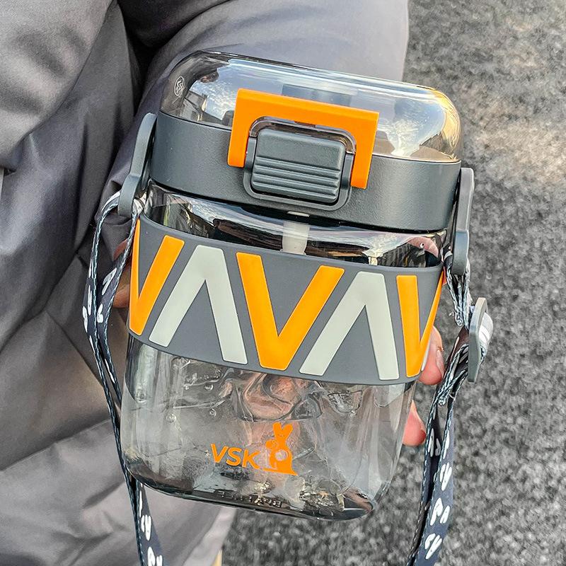 Water Cup Girls Large Capacity High Value Plastic Student Straw Cup Men Drop Resistant High Temperature Square Kettle Portable