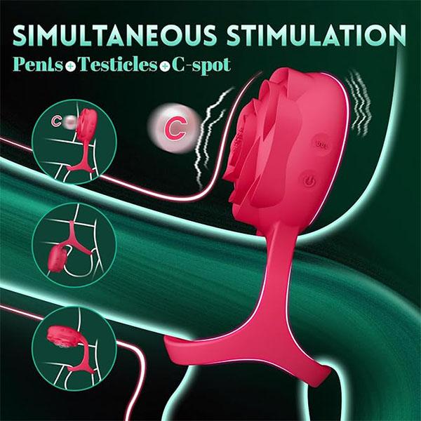 Rose Penis Ring Sex Toys Cock Ring Wearable Penis Ring Vibrator with Remote Control Adult Toys for Male Female