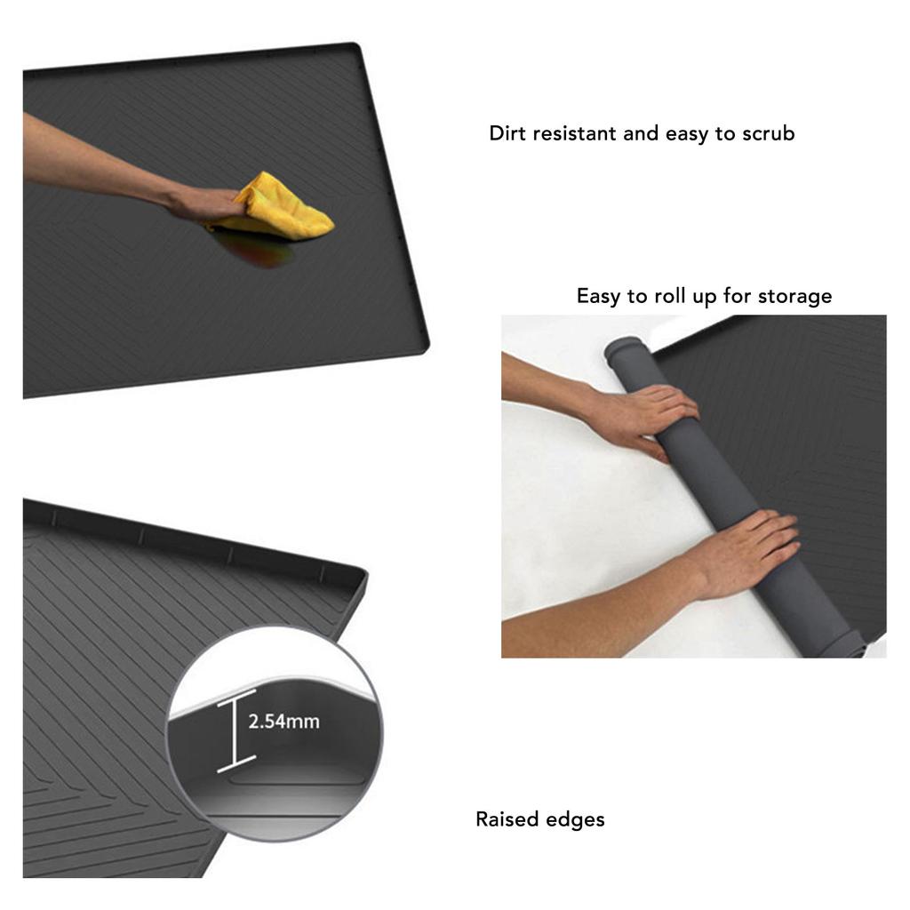 Under Sink Mat Cabinet Silicone Water Proof Mat Kitchen Cabinet Liner Under Sink Tray Organizer S Size Black