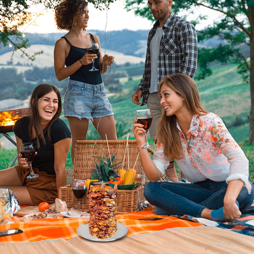 Spiedino Verticale in Acciaio Inossidabile per Bistecca Birra Barra Metallica Griglia per Barbecue Spiedini di Ricambio con Manico Accessori Affumicatore