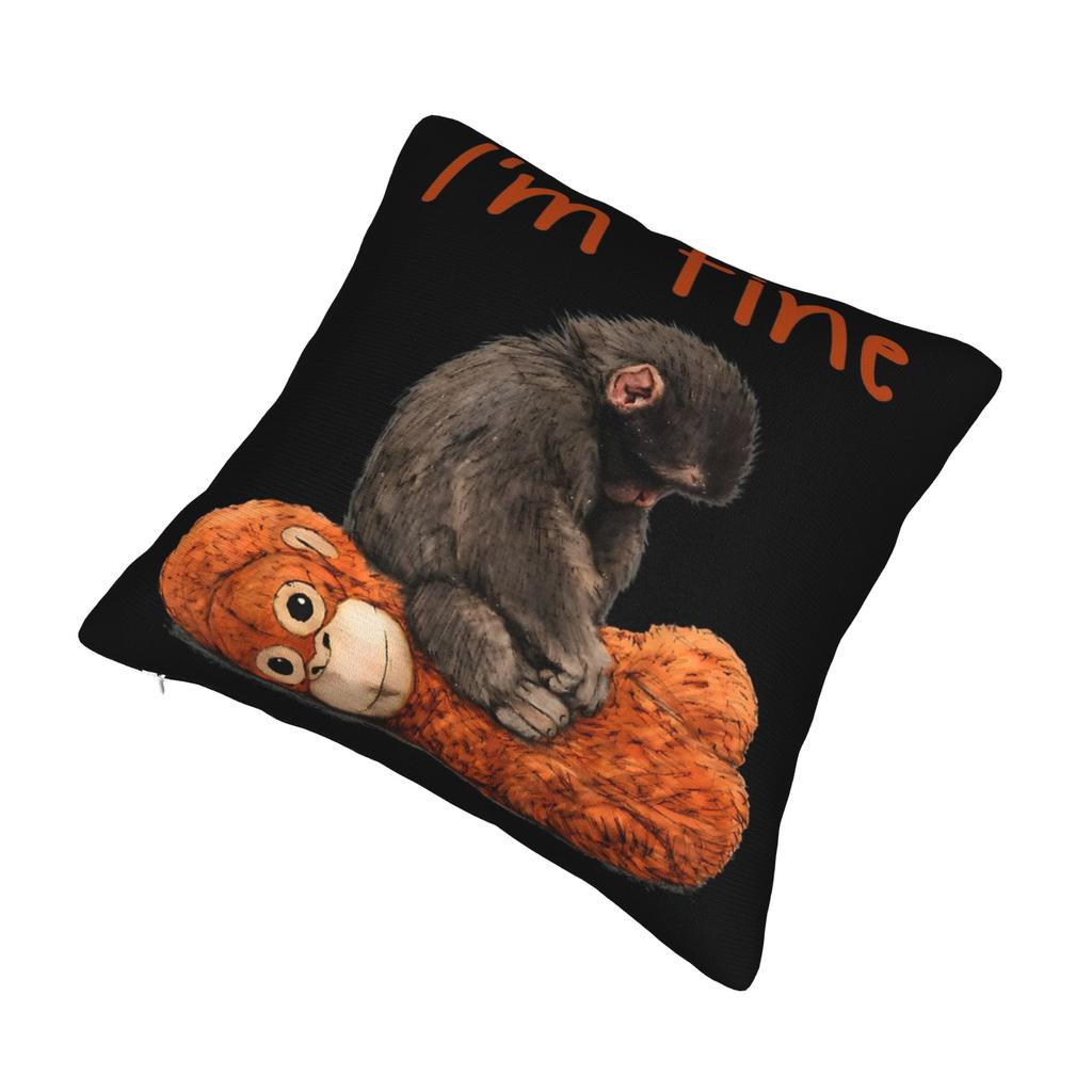 Baby Macaque Hugging Plush Cute Monkey Punch Pillowcase Polyester Cushion Cover Decorations Pillow Case Cover Sofa Square 40X40