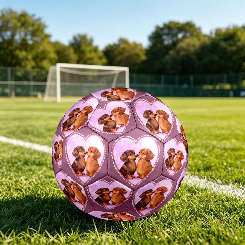1pc Dachshunds Love Heart Theme Soccer Ball Football, Size 5, Lightweight PVC, Outdoor Training Soccer Ball,Gift J61424