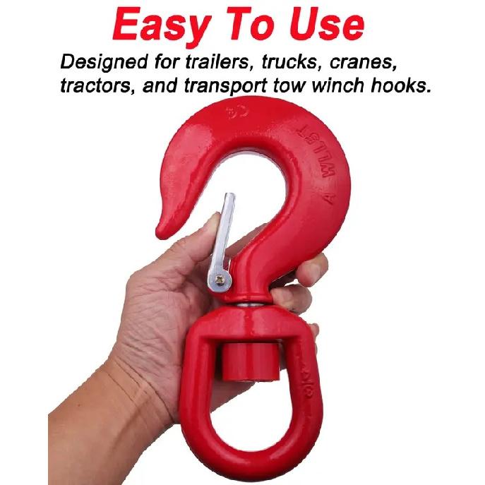 5T Swivel Lifting Hook 1T 2T 3T Heavy Duty Round Rotating Hook with Safety Latch for Lifting Chains Port Transportation