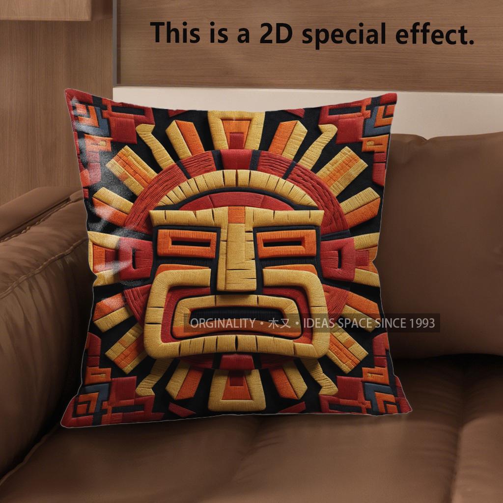 

2D Aztec Sun Geometric Throw Pillow Covers Pattern Cushion Cover Suitable For Sofa Bedroom Car Pillow Cover 40x40cm