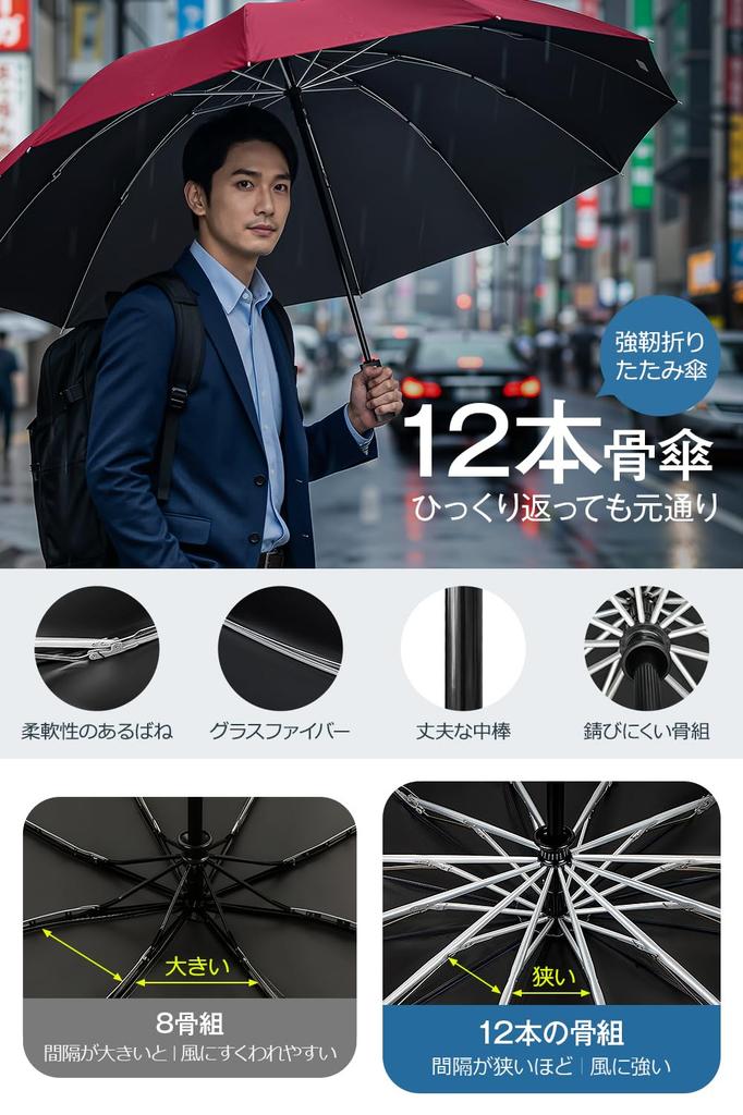 Large Size 12 Folding Automatic Opening and Reverse Folding Teflon Folding Heat UV Rain and Sun Rain and Typhoon Heavy Rain and Day Gift Extra -
