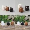 Gifts Solid Wood Wooden Bear Figurines Hand Carved Realistic Polar Bear Ornament Cute Funny Mini Bear Statue Balcony