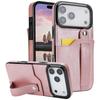 Cards Solt Wallet Wrist Band Leather Case for IPhone 17 16 15 Pro Max 12 13 11 XS X XR 15Plus Bracket Wristband KickStand Cover