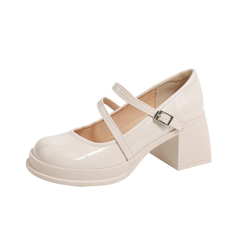 Soft-soled Waterproof Table Mary Jane Shoes Heel Gentle with Skirt Light Mouth Single Shoes Thick Heel High Heels
