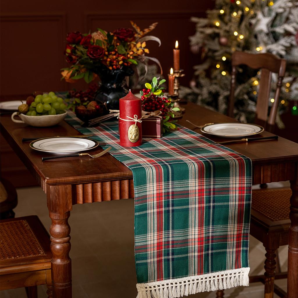 Christmas Fall Table Runner Soft Cotton Table Runner With Tassels Woven Macrame Home Living Room Table Decoration
