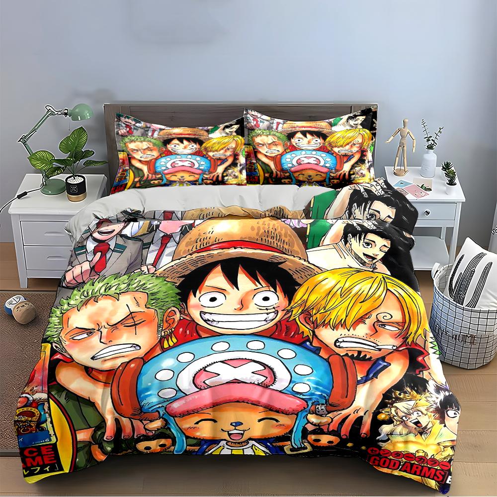 One Piece Anime Bedding Set Bedding Set (1 Duvet Cover, 2 Pillowcases, Duvet Not Included)