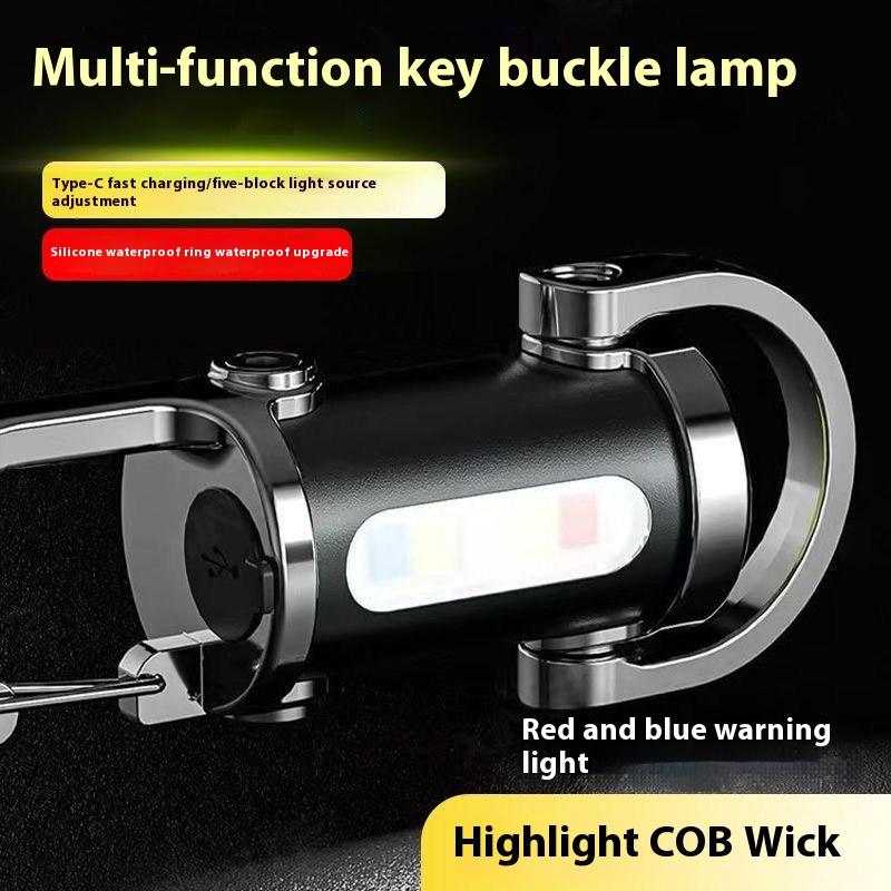 Emergency Keychain Light Rechargeable Keychain Flashlights 800 Lumens EDC COB Work Light 7 Modes for Walking Searching Hiking