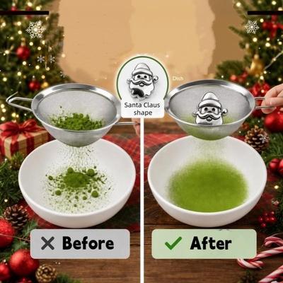 Setaccio per Matcha in Acciaio Inossidabile con Sfere Rullanti Materiale Sicuro per Alimenti Setaccio in Acciaio Inossidabile Bordo Liscio Forma a Fiore