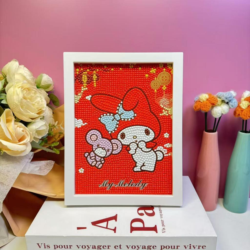 Children'S Diamond Painting Framed Handmade Diy Material Bag Sanrio Diamond Paste Painting Concentration Toy