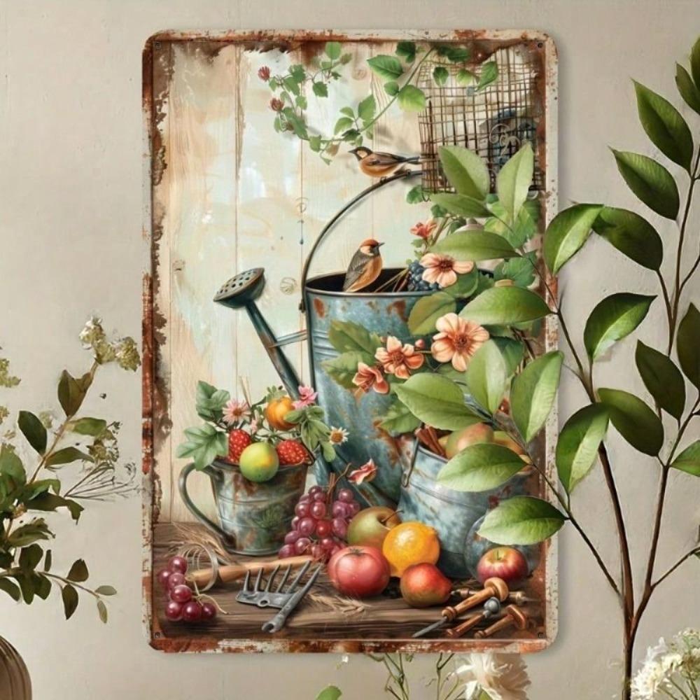 Vintage Floral Metal Sign 8x12 Inch Retro Cafe Wall Decor Tin Poster