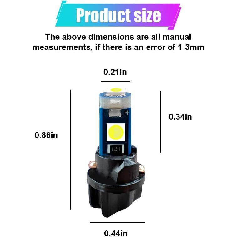 10PCS T5 LED Bulb with Twist Lock Socket- 74 37 2721 PC74 PC37 LED Dashboard Trument Panel Gauge Cluster Indicator Light Bulbs- Bright 3030 SMD 12