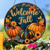 Rustic Welcome Fall Round Wooden Sign Vintage Style Autumn Harvest Wall Decor  Thanksgiving