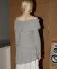 Lense Shirring Off-Shoulder Tee Melange Gray