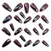 Brown Diamond Pattern Almond False Nails 24 Pieces Durable ABS Plastic For Weddings Parties
