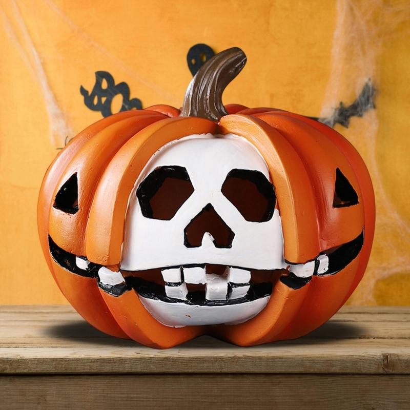 Handmade Resin Pumpkin Halloween Pumpkin Decorations Jack O Lantern for Home Porch Front Door Mantel Room Decoration