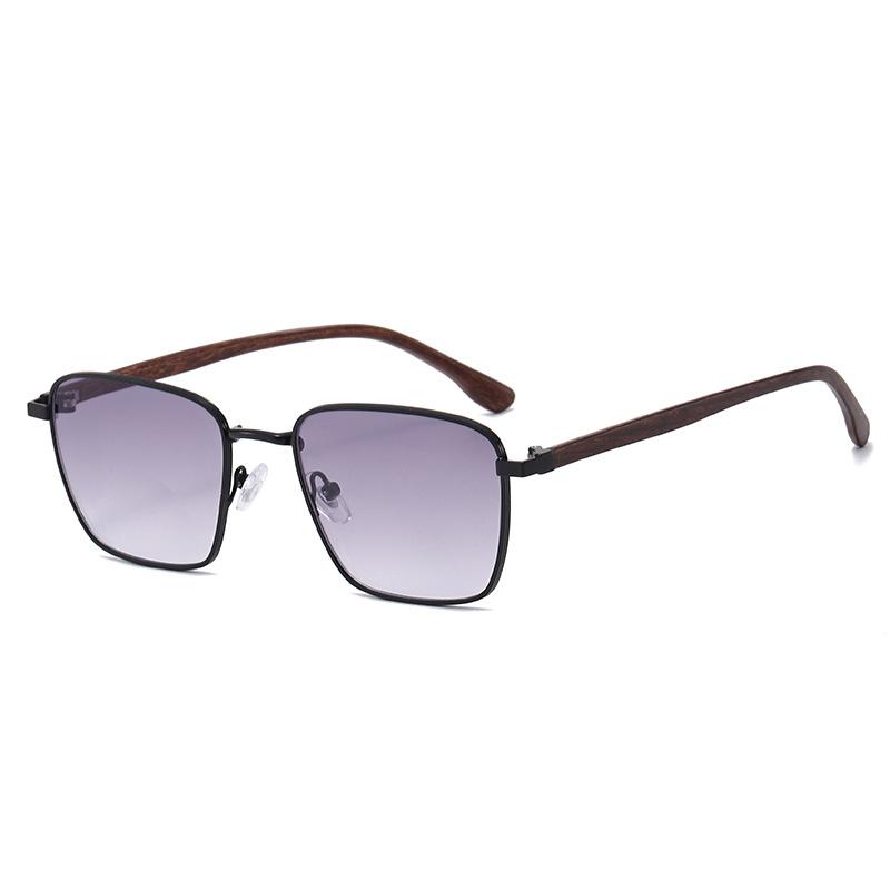 Retro Square Sunglasses with High-quality Metal Wood-grain Texture Decorative Glasses Men Party Gatherings Beach Travel Women
