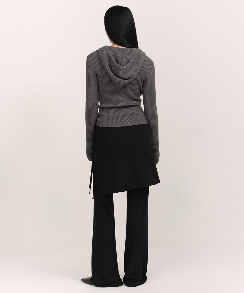 MUSINSA STANDARD WOMAN Women'S Vertical Textured Wrap Skirt Jersey Pants [Black]