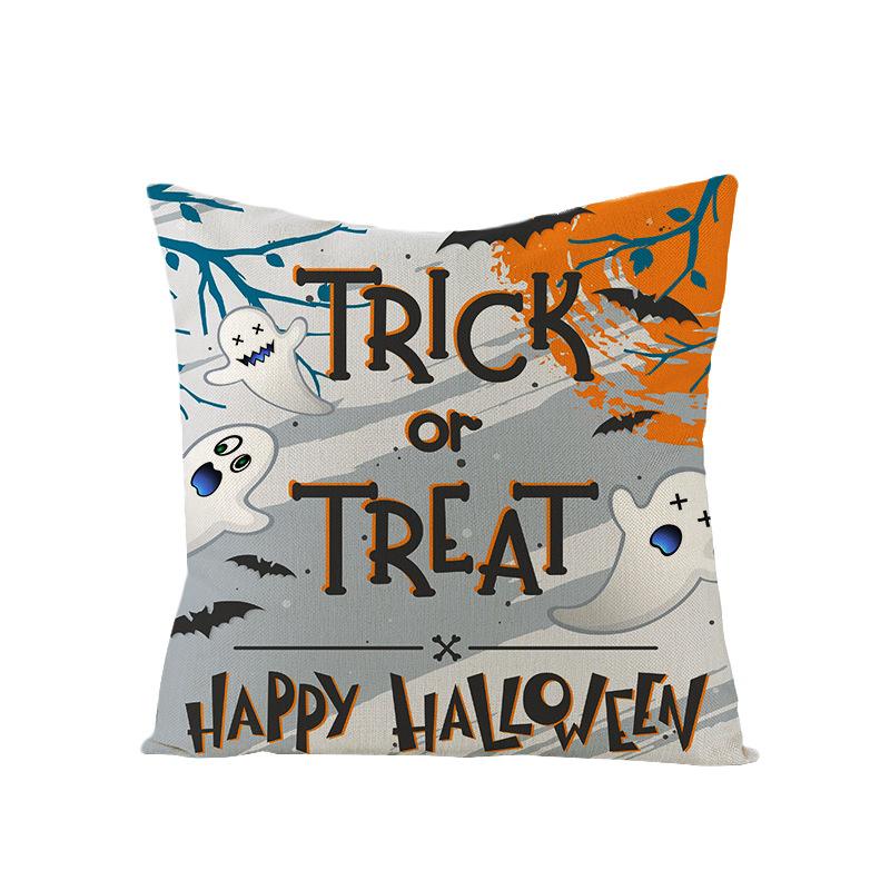 Halloween Anime Kürbis Geist Digitaldruck Kurzer Plüsch Kissenbezüge für Auto Sofa Büro Kissenbezug Heimtextilien