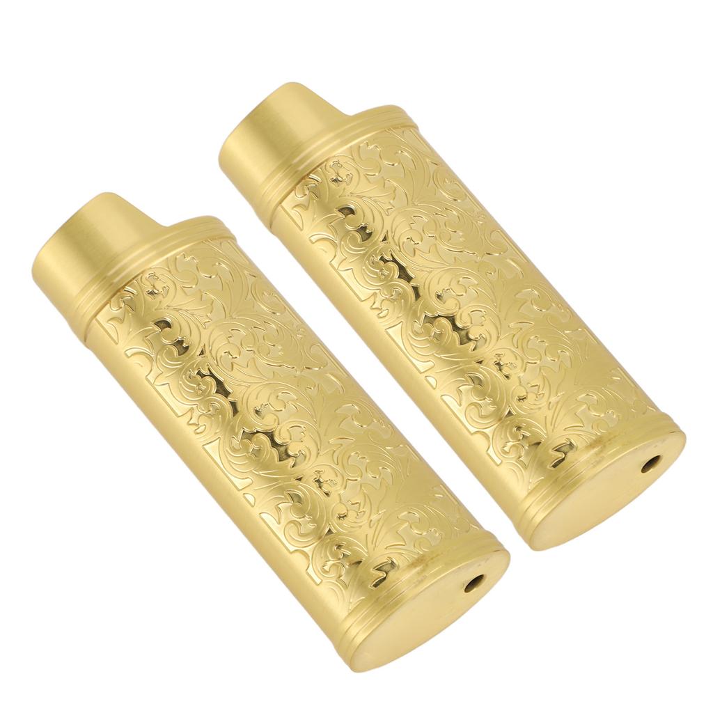2 Pcs Lighter Case Zinc Alloy Vintage Floral Stamped Classical Elegant Lighter Sleeve Cover Gold