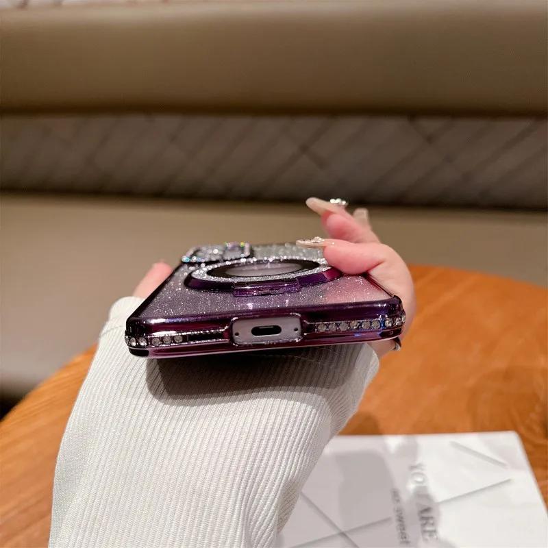 Luxury Magnetic Stand Shockproof Case For Samsung Galaxy A36 A56 A55 A35 A54 A34 A26 A25 A16 A15 A06 5G Glitter Diamond Cover