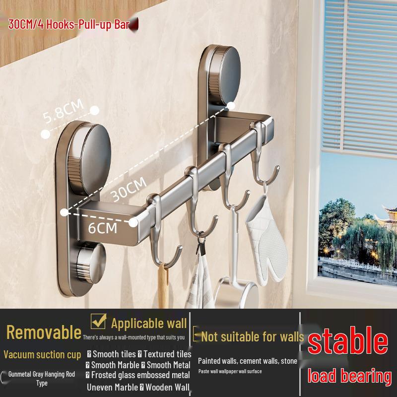 Suction Cup Wall-Mounted Kitchen Hook: Multifunctional Knife Holder & No-Drill Hanging Rack for Pots, Spoons, and Spatulas