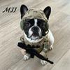 Pet Soldier Helmet Set Dog Tactical Costume, Halloween Military Outfit, Harness Funny Puppy Clothes Uniform with Hat, Cosplay Outfit for