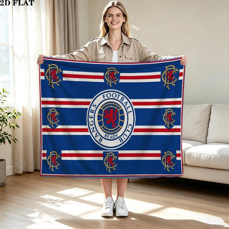 Rangers FC Print Flannel Blanket High Quality Warm Comfortable Cover for All Seasons Perfect for Gifts Home Decor
