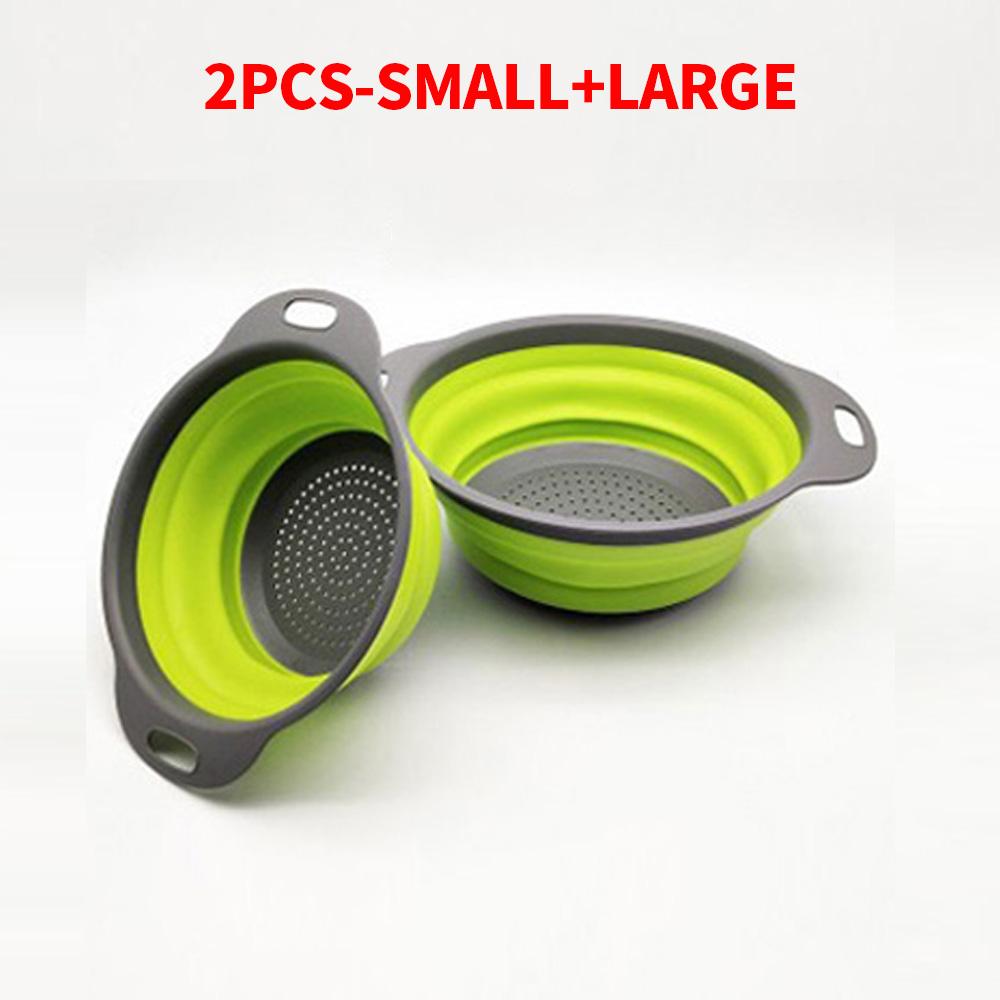 1/2pcs Silicone Round Folding Vegetable Fruits Washing Drain Basket Colander Strainer Collapsible Drainer Kitchen Tool
