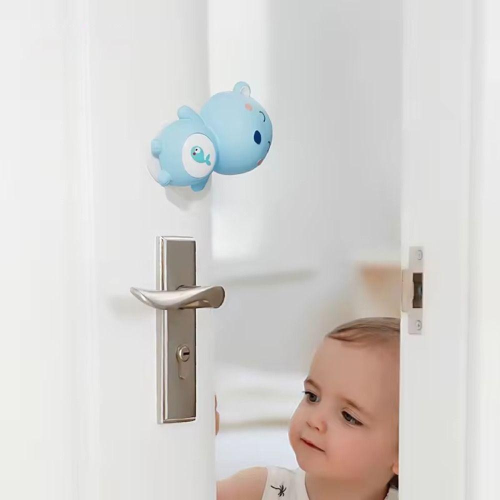 Silicone Door Stopper Cartoon Animal Automatic Closing Prevention Anti Pinch Guard Hand Buffer Windproof Function