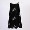 Heavy Industry Embroidery Sequins Velvet Plus-Size Black A-line Winter Skirt