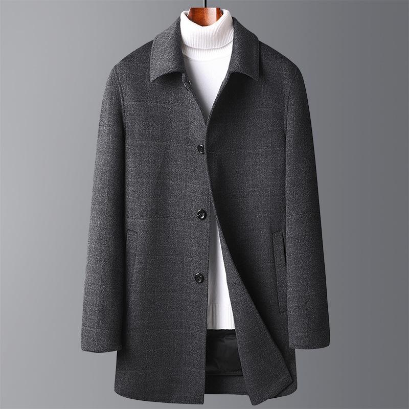 Autumn and Winter Down Removable Lining Double-sided Woolen Coat Men's Cashmere Woolen Coat Mid-length Wool Double-sided Woolen Coat
