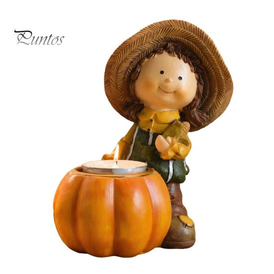 Autumn Harvest Home Decorations Figurine Ornament, Decorative Resin Statue, Turkey/Scarecrow/Pumpkin Collectibles for Halloween Tabletop Centerpiece