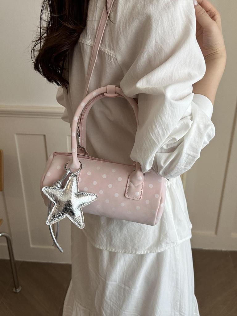 Niche Girly Polka Dot Cylinder Handbag - 2026 Versatile Shoulder & Crossbody Pillow Bag
